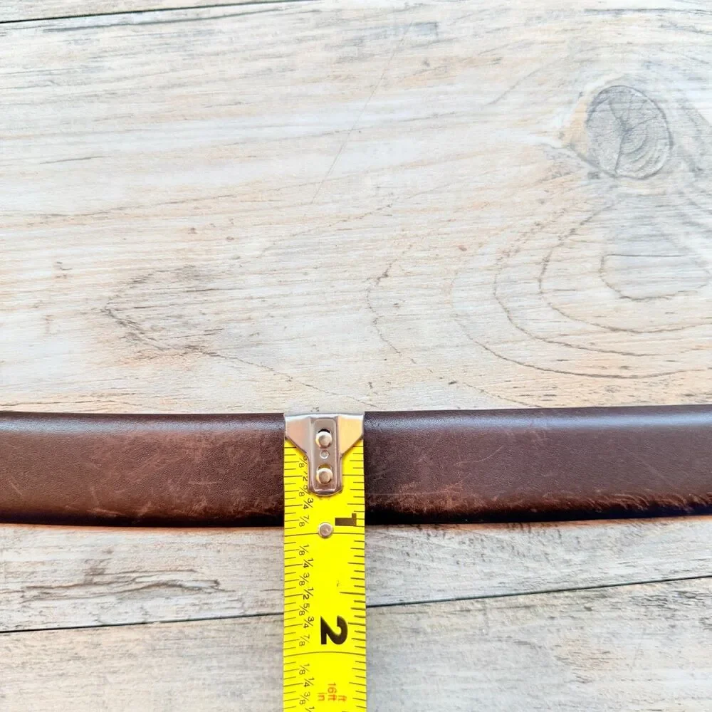 Vintage Coach Brown Leather Belt 36 90cm Full Grain Cowhide Solid Brass Buckle